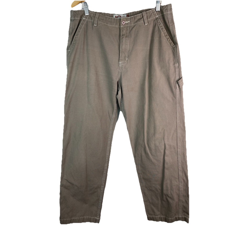 Satta Women's Brown Straight Leg High Rise Cotton Carpenter Pants